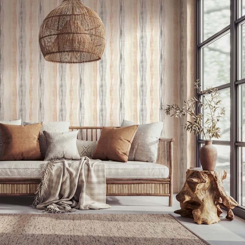Icke-vävd tapet ränder grafisk modern matt i grå beige