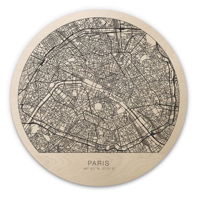 Trätavla över Paris - rund