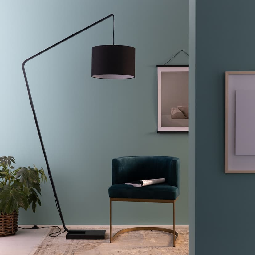 Bogenstandleuchte Enno 2 Schwarz, 40W, 210 x 40 cm, Textil Stehlampe