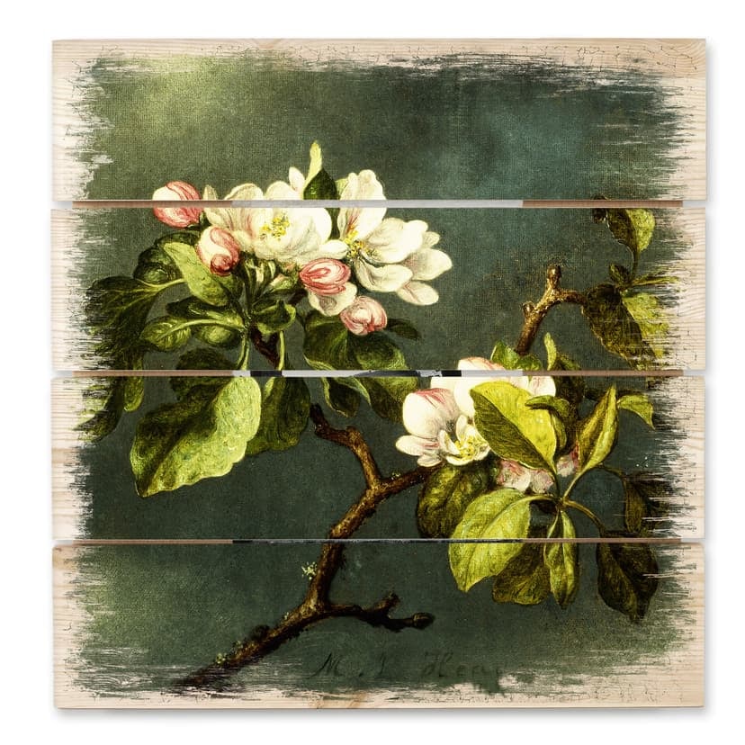 Trätavla Heade - Äppelblommor - 40x41,5 cm
