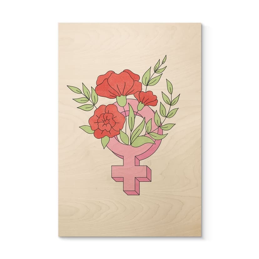 Trätavla Venus-skylt med blommor