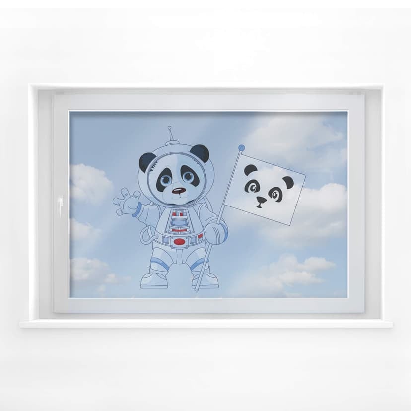 Panda fönsterdekor i rymden