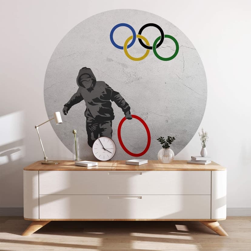 Banksy - OS - Rund Fototapet - non-woven tapet/självhäftande non-woven tapet