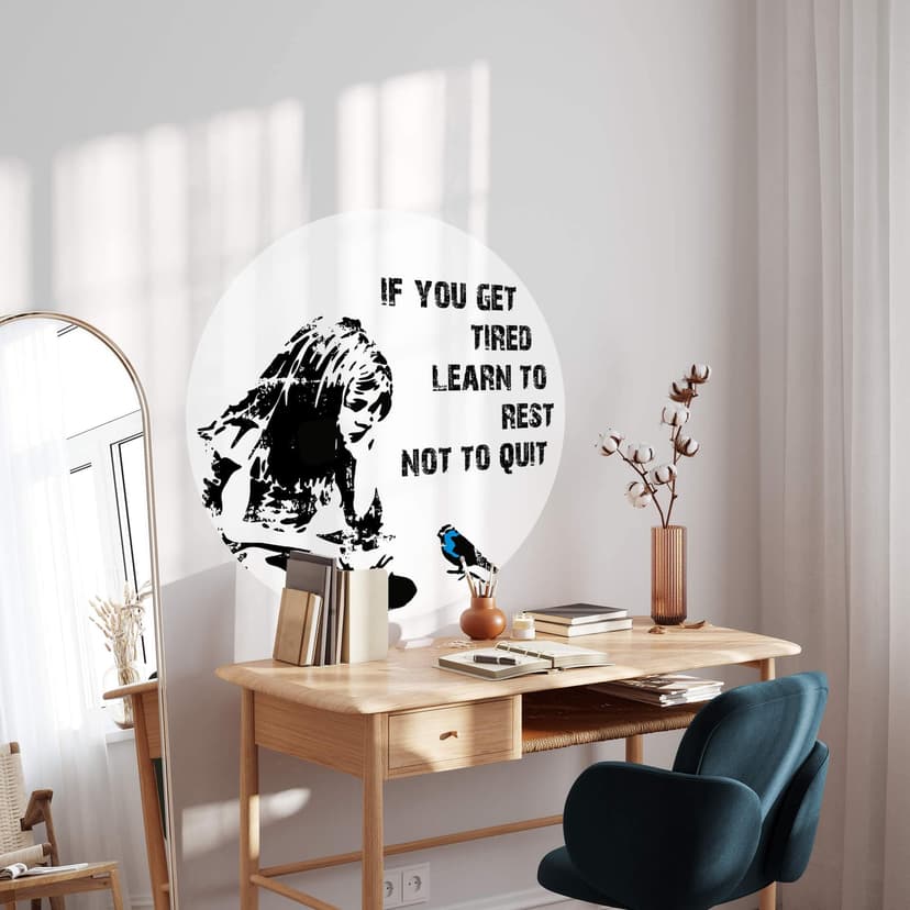 Wallsticker Banksy - Om du blir trött - Rund