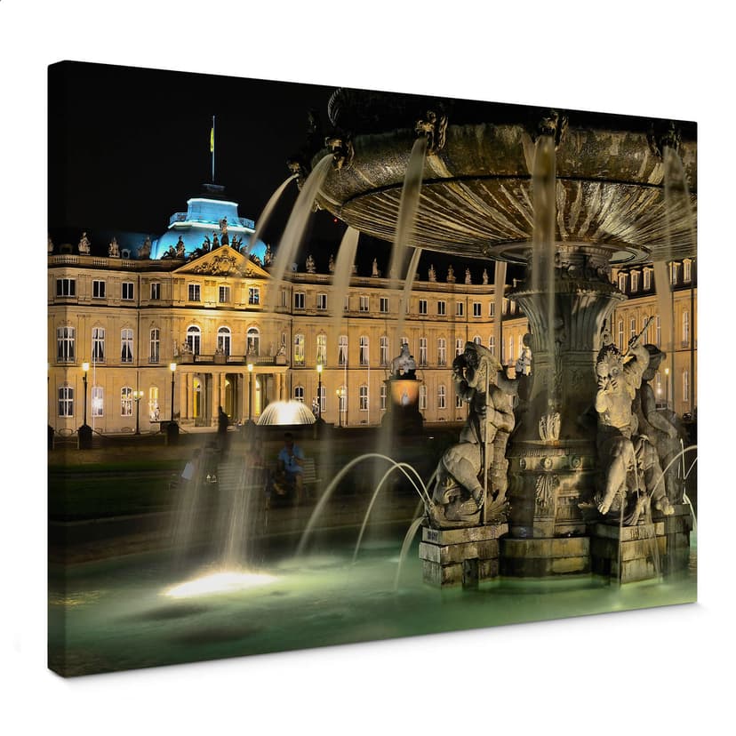 Canvastavla Stuttgart slott fontän