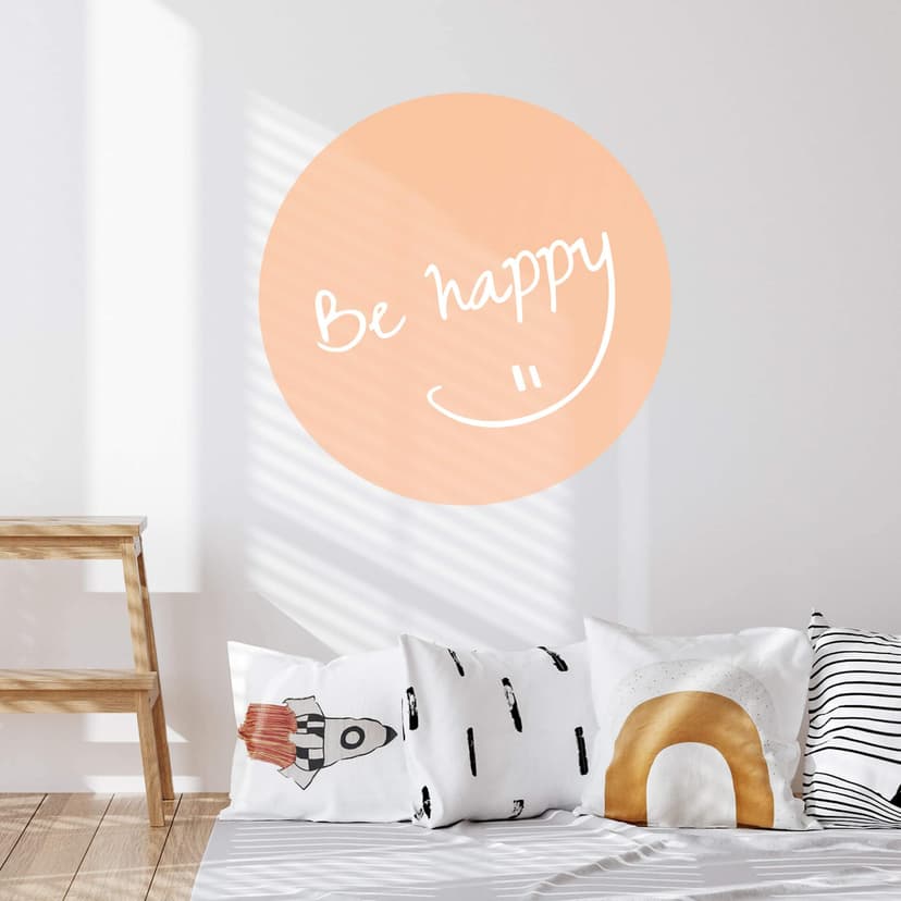 Wallsticker med ordspråk Var glad persikofärgad - Rund