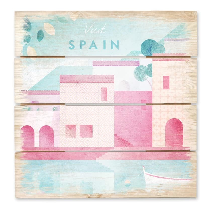 Trätavla Rivers - Spanien - 40x41,5 cm