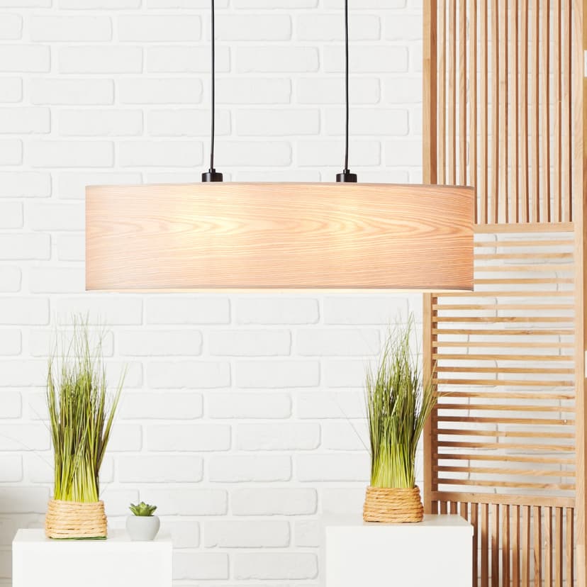 Pendelleuchte Michael 3 Beige, 52W, 120 x 78 cm, Holz Pendelleuchte