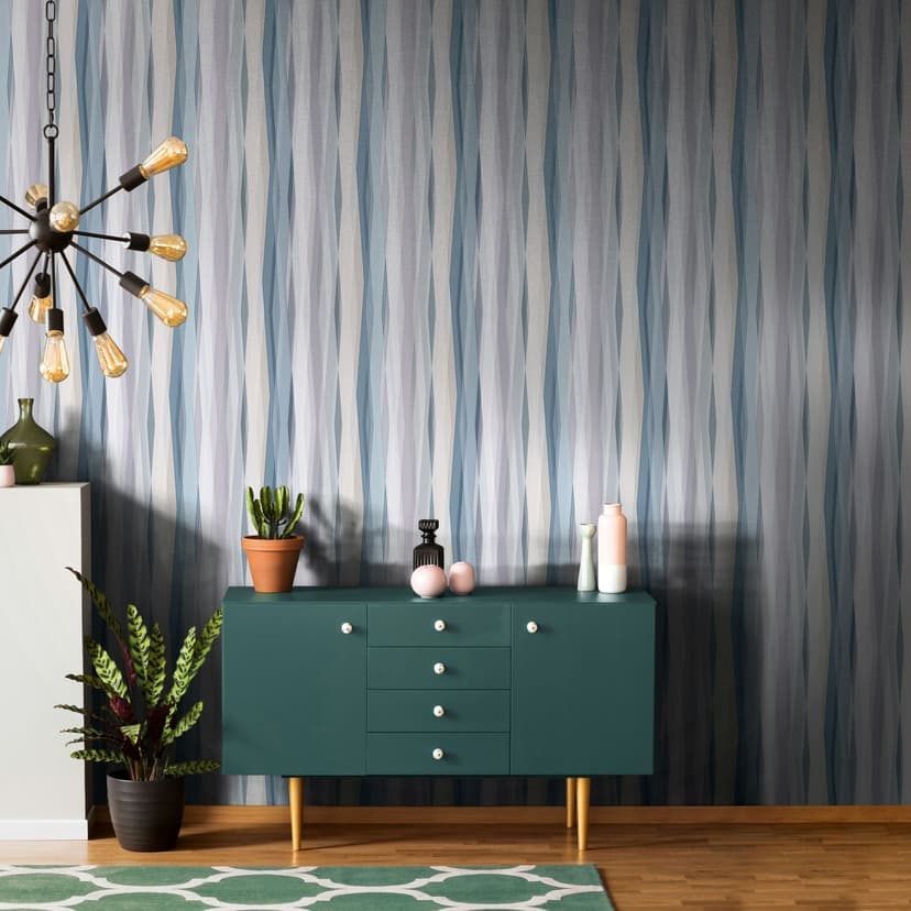 Icke-vävd tapet Stripes Stripes Modern, barnmatta i blått