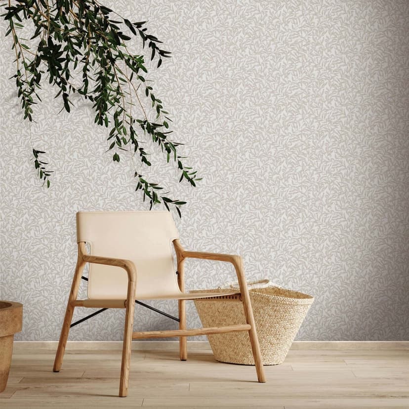 Icke-vävd tapet blad, bladmotiv blommig natur i beige