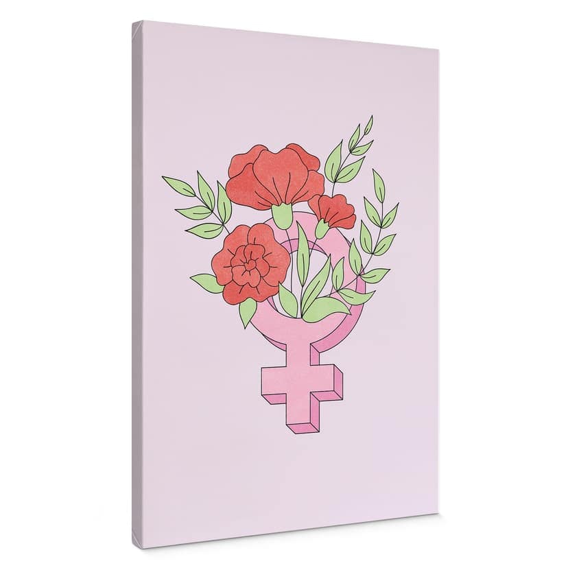 Canvastavla Venus-tecken med blommor