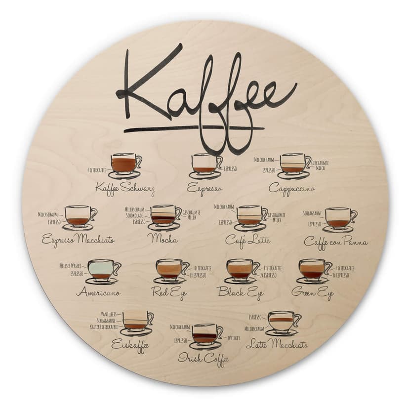 Trätavla kaffesorter - rund