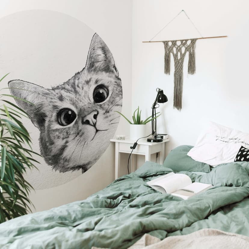 Graves - Sneaky Cat - Fototapet, rund - non-woven tapet/självhäftande non-woven tapet