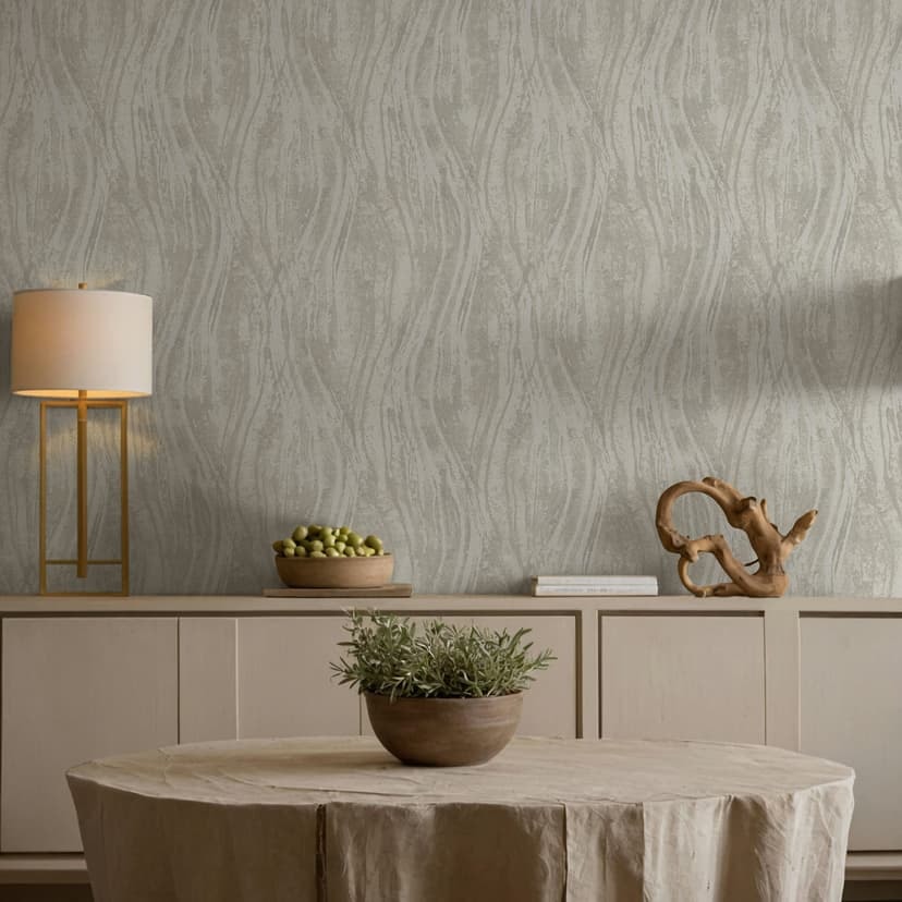 Icke-vävd tapet betong, vågor grafisk modern i beige