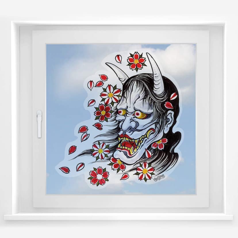 Fönstermålning Miami Ink Hannya-mask