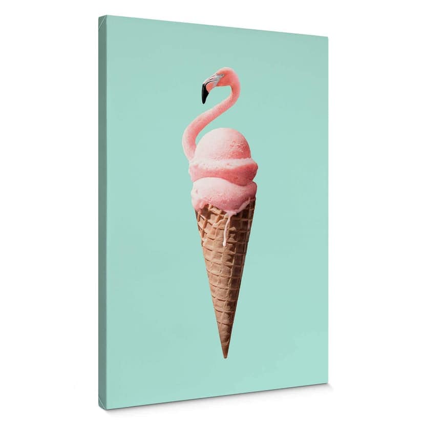 Canvastavla Lös - Flamingo glass