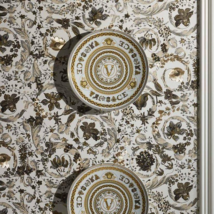 Versace Home lyxig tapet blommig pärla beige brun designer klassisk non-woven tapet