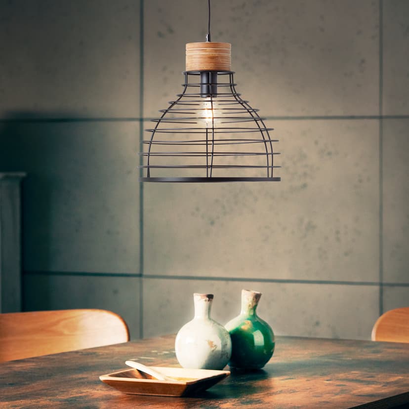 Pendelleuchte Annelie 3 Braun, 52W, 135 x 35 cm, Holz Pendellampe