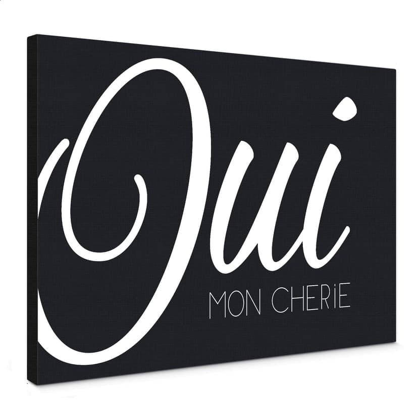 Canvastavla Oui mon Cherie (svart/vit)