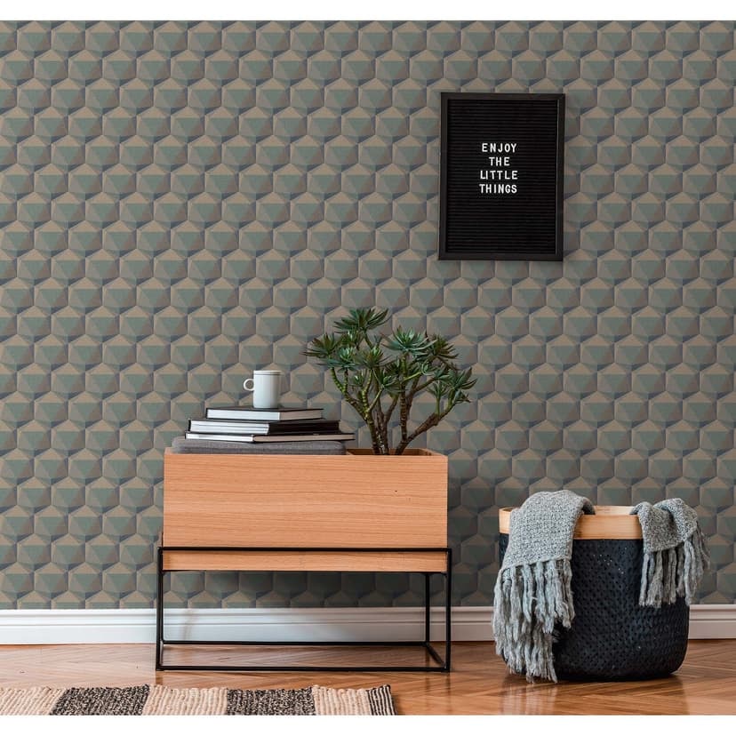 3D non-woven tapet skandinavisk blå beige - kök tapet