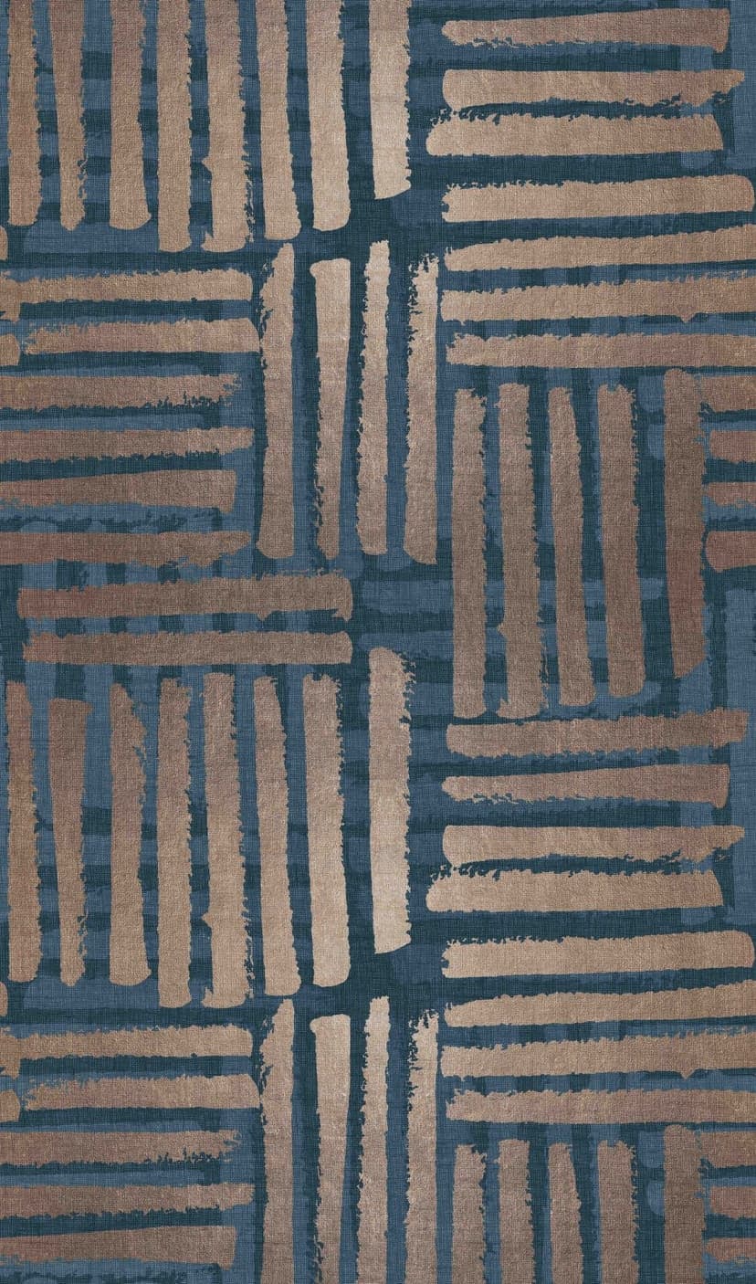 Fototapet Grafiskt randmönster i blått och beige med struktur 2,7 x 1,59 m