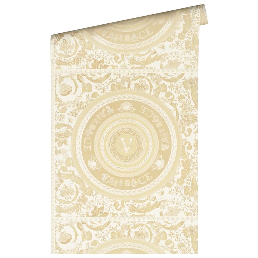 Versace Home non-woven tapet blommig prov tapet beige kräm blommig designer tapet