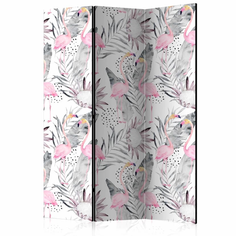 Paravent Raumteiler - Tanzende Flamingos, 3-teilig