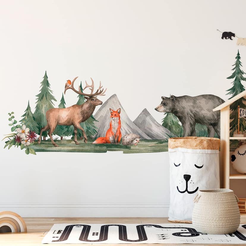 Fototapet för barnrum ForestAnimals vitgrön - non-woven Fototapet Designwalls 2 - 2,55 x 3,5 m