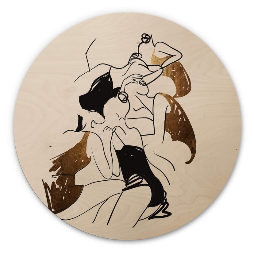 Kubistika Trätavla - Ballerinor - Rund
