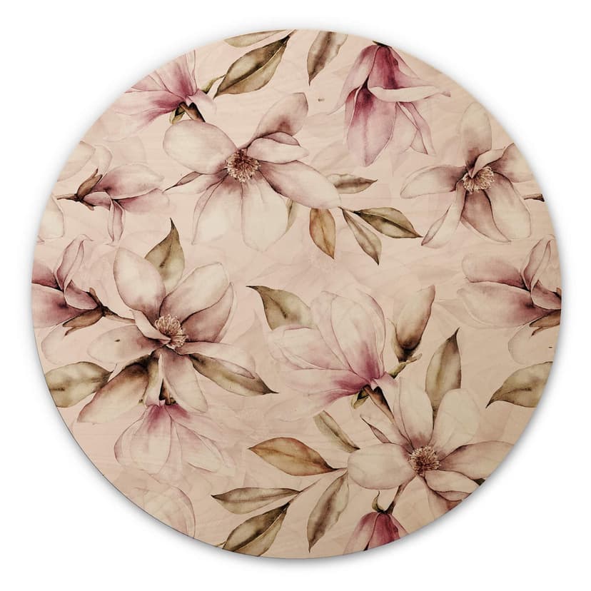 Trätavla i trä UN Designs - Soft Magnolia - Rund