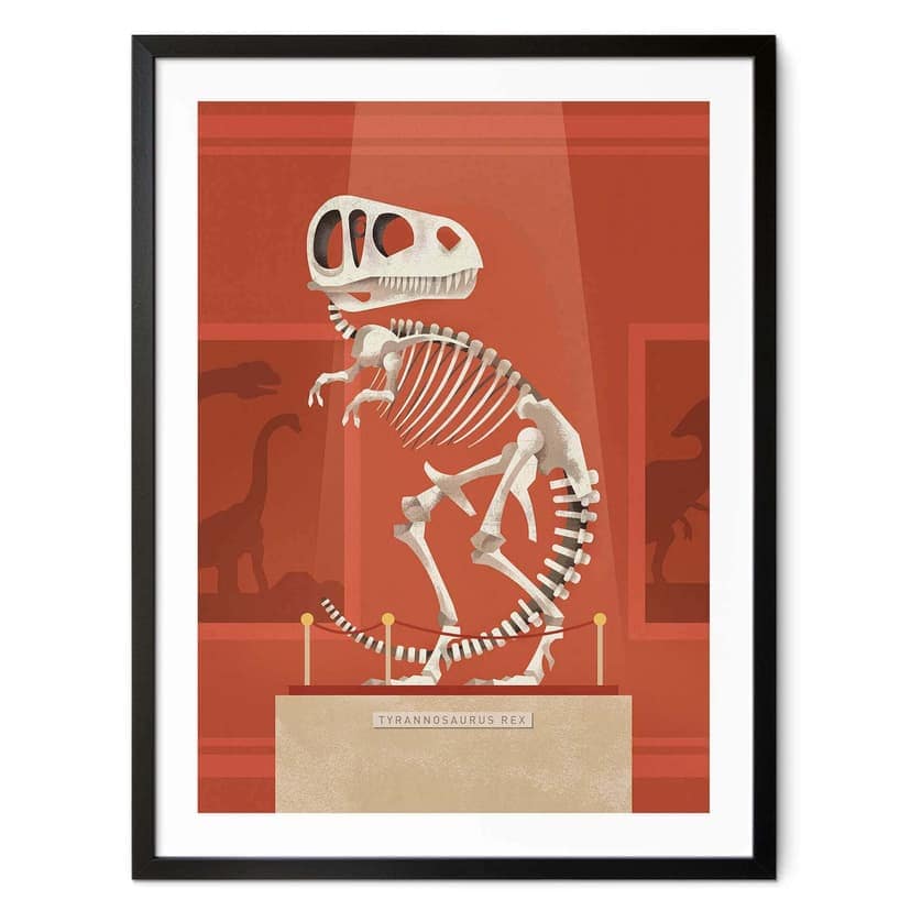 Poster barnrum - T-Rex skelett - Brun