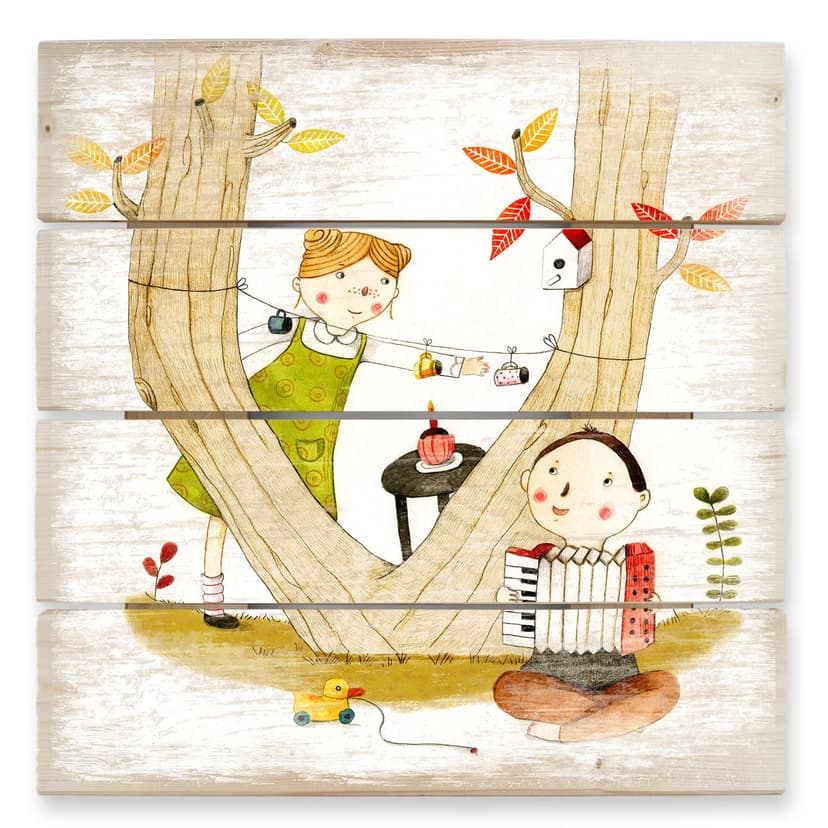 Loske Trätavla - Picknick - 40x41,5 cm