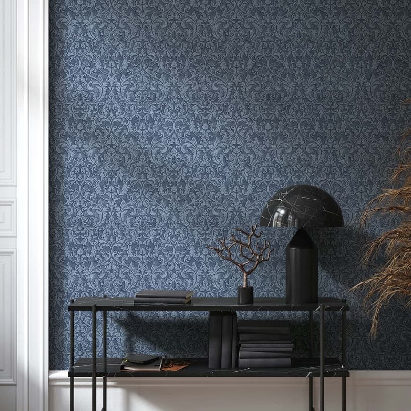 Icke-vävd tapet Ornamental Ornamental Classic matt i blått