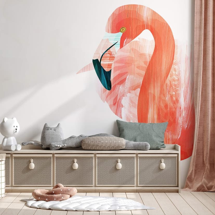 Goed Blauw - Fototapet med rosa flamingo