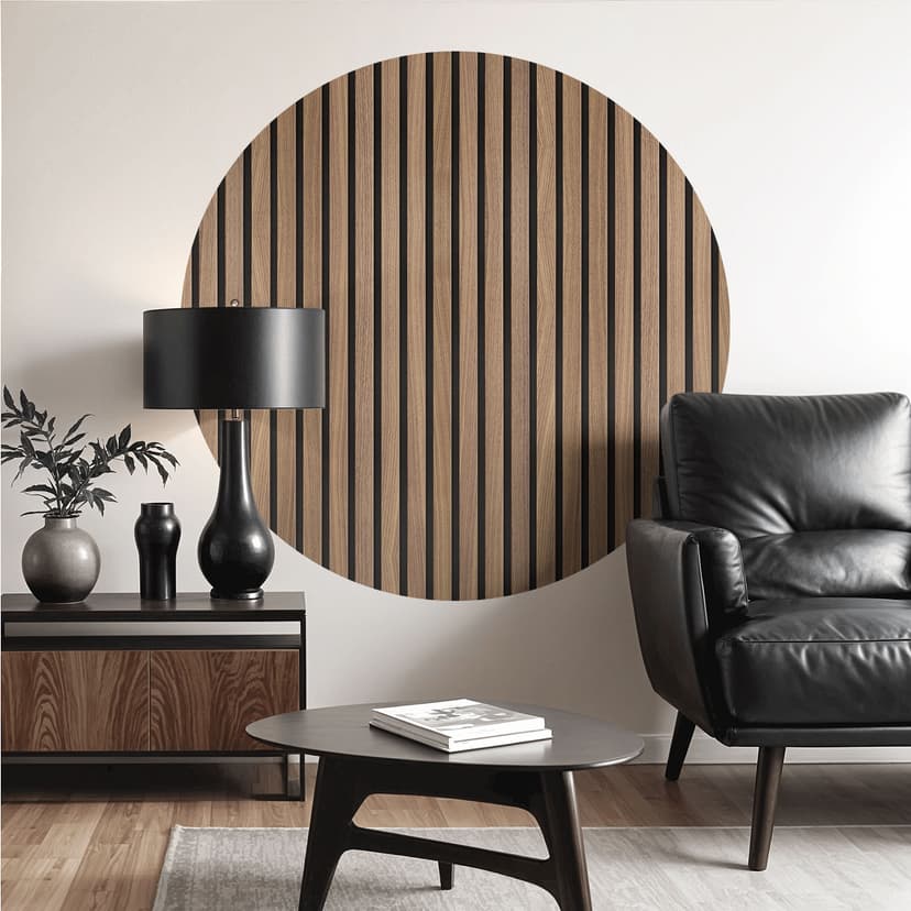 Wallsticker väggpaneler träutseende - rund