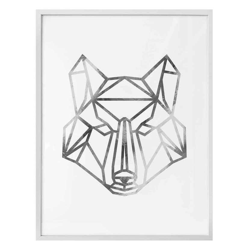 Poster - Origami varg - silver look
