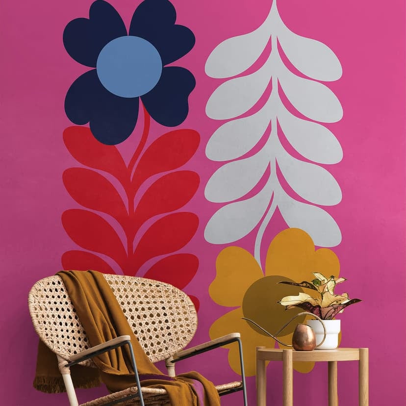 Fototapet med blommor - Collett - Färgglada retroblommor