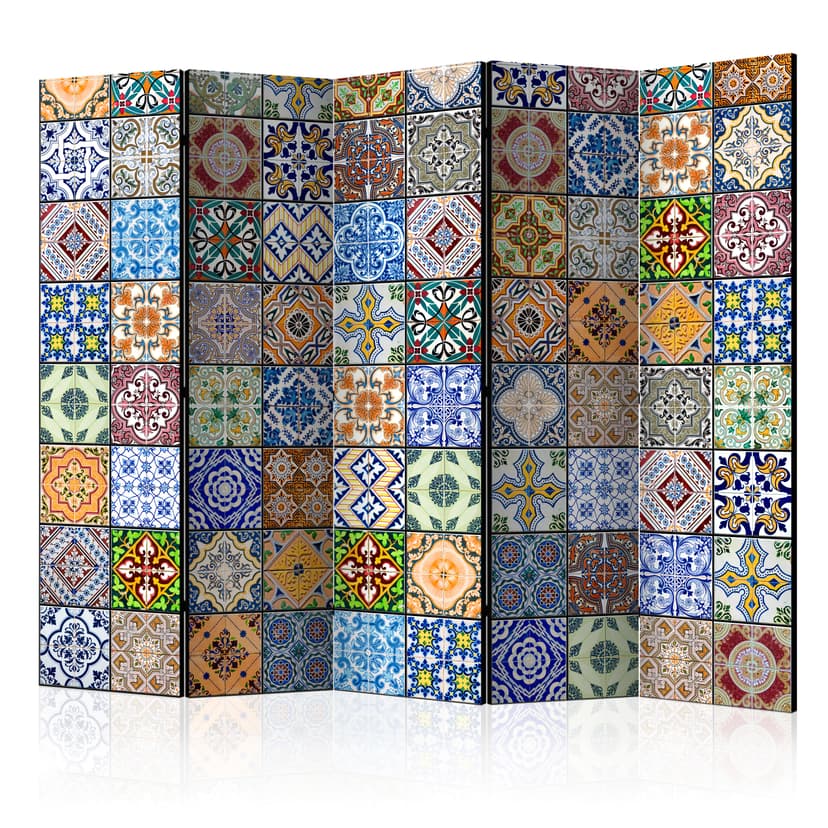 Paravent Raumteiler -  Buntes Mosaik , 5-teilig - 225x172 cm