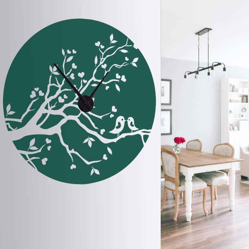 Wandtattoo Loving Sparrows Wanduhr - 60x60 cm