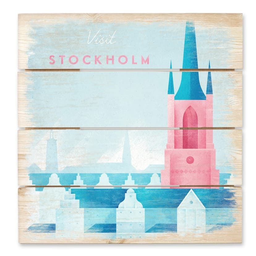 Trätavla Rivers - Stockholm - 40x41,5 cm