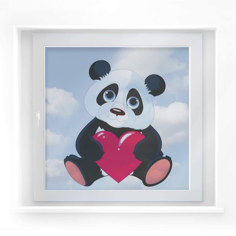 Panda fönsterdekoration med hjärta