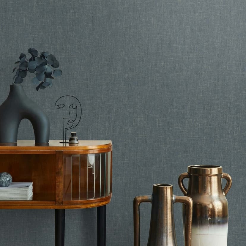 Icke-vävd tapet slät, textil slät modern i svart