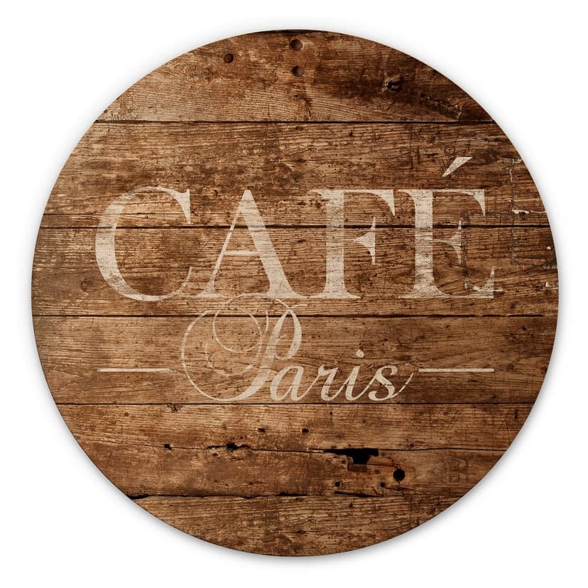 Trätavla Café Paris - Rund