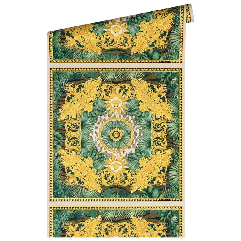 Versace Home Tapete Palmen Blätter Grün Gold Dschungel Vliestapete Luxus Designertapete
