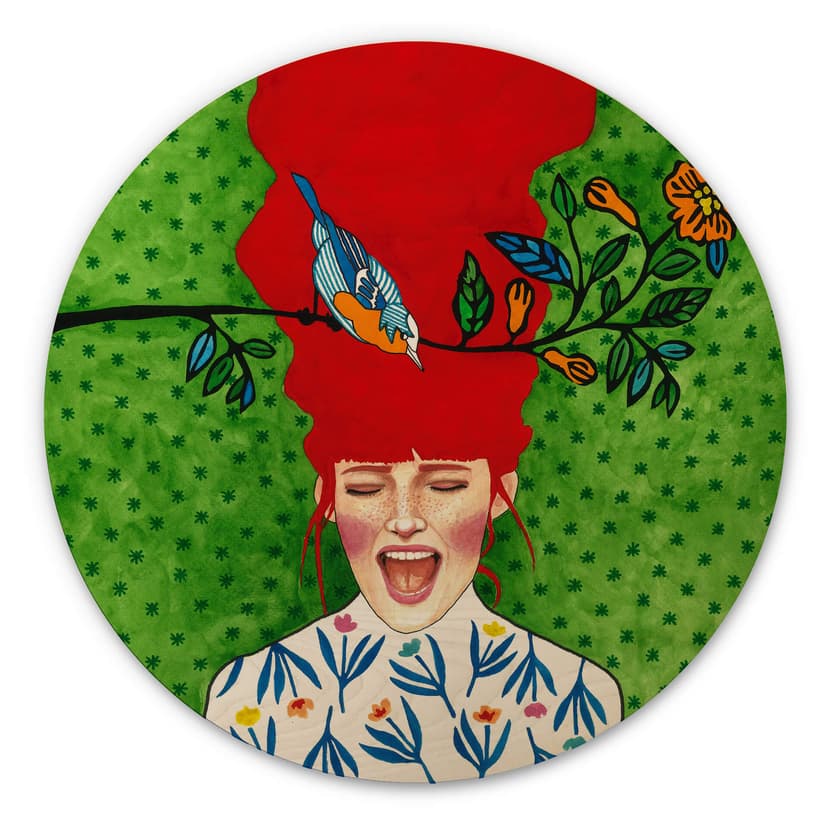 Hülya Trätavla - Vårstund - Rund