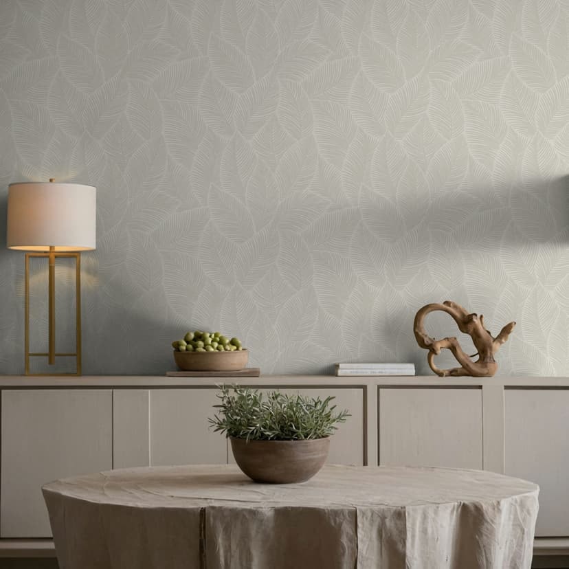 Icke-vävd tapet blad blommig natur matt i beige
