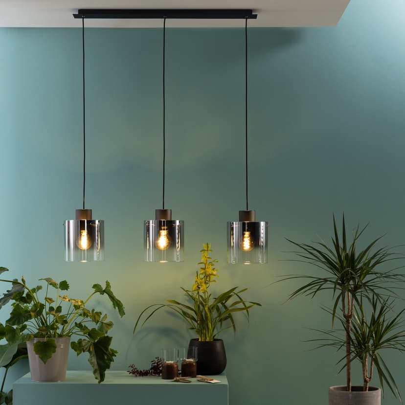 Pendelleuchte Benett 5 Braun, 60W, 122 x 90 cm, Glas Pendelleuchte