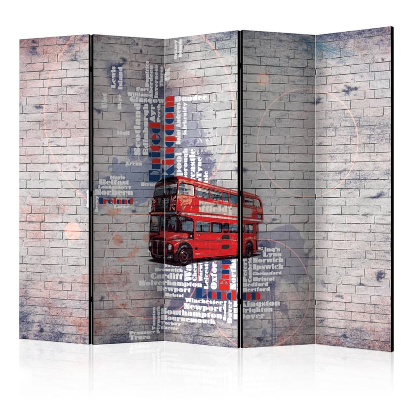 Paravent Raumteiler -  Weltkarte - Mein London... , 5-teilig - 225x172 cm