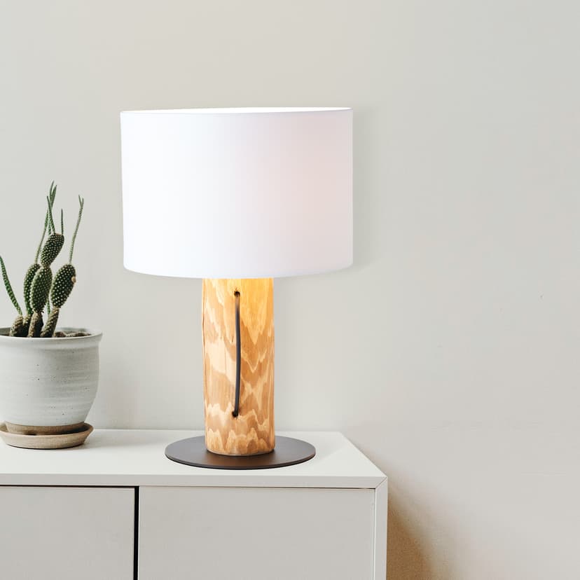 Tischleuchte Joshua 1 Braun, 25W, 43 x 30 cm, Textil Nachttischlampe