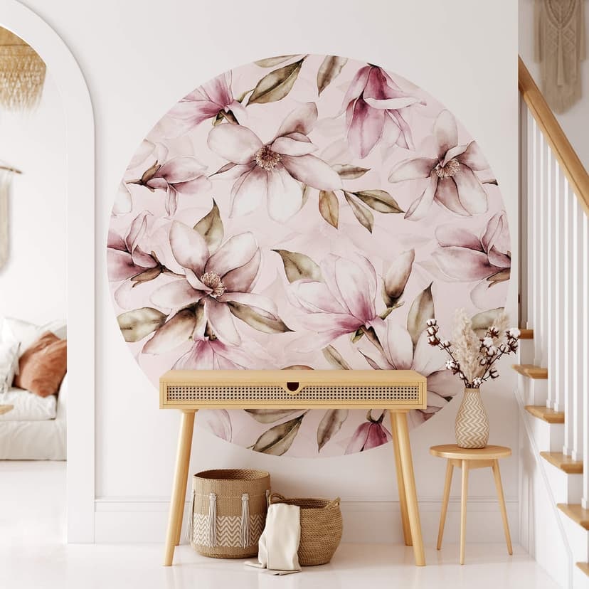 Fototapet UN Designs - Mjuk Magnolia - Rund - non-woven tapet/självhäftande non-woven tapet
